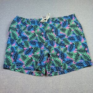 Chubbies Mens XL Swim Trunks Tropical Palm Leaf Blue Green Pink 5.5 Inseam